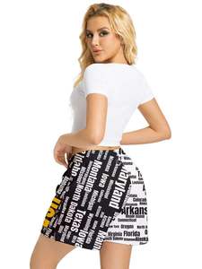 Summer Cropped Fit Women's Workout Shorts Custom Logo Sublimation Printed Double <b>Layer</b> Mesh Pockets Canvas Embroidered - Product Image 2