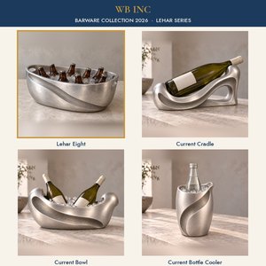 Cubo de hielo ovalado de aluminio fundido hecho a mano para ocho botellas, con relieve de ondas, para bebidas y fiestas - Product Image 3