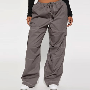 Pantalones Cargo Casuales de Invierno 2026 para Mujer, de Mezclilla, Pierna Ancha, Cintura Elástica, con Logotipo Personalizado, Estilo Urbano - Product Image 4