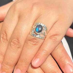 Handmade Labradorite Gemstone <b>Ring</b> 925 Sterling Silver Statement <b>Ring</b> Natural <b>Crystal</b> Jewelry Gift For Women - Product Image 5