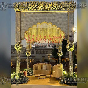 Miroir rond Mandap pour décor de mariage indien chaises en fer portables accessoires fêtes en boîte fournitures en fibre de gros en forme d'éléphant - Product Image 1