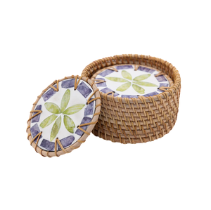 Custom Made Handwoven Rattan <b>tea</b> <b>Coaster</b> With Best Quality MOP Inlay Decorative tableware Accessories At nice Price - Product Image 4