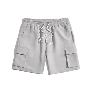 <b>Men's</b> Classic <b>Cargo</b> Shorts with Elastic Waist and Side Pockets 100% Polyester Solid Nonwoven Eco-Friendly Breathable - Product Image 2
