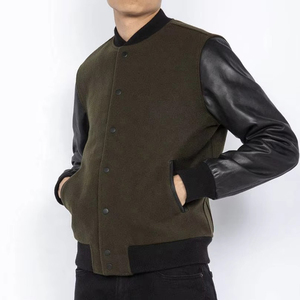 Men's Olive Green <b>Coach</b> Jacket With PU Leather Sleeves Button Closure Casual Style Regular Fit <b>Coaches</b> Jacket For Online Sale - Product Image 4