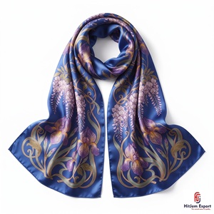 Écharpe de luxe personnalisée imprimée en tissu long et doux, marque blanche, fabricant et fournisseur de textiles OEM ODM - Product Image 5