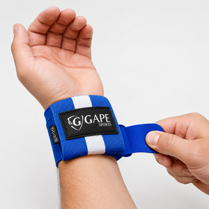 GAPE SPORTS Support de poignet rayé bleu et blanc réglable avec fermeture auto-agrippante pour musculation et entraînement de force unisexe – Prix de gros - Product Image 4