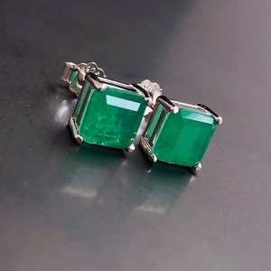 Pendientes de Esmeralda en Plata de Ley, Piedra de Nacimiento de Mayo, Joyería con Gemas, Regalo de Boda o Cumpleaños para Mujer - Product Image 5