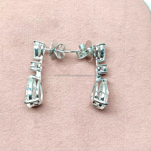 Pear & Round Cut Diamond <b>Earrings</b> in White Gold Elegant Drop <b>Earrings</b> for Women Luxury Lab Grown Diamond <b>Fine</b> Jewelry Gift - Product Image 3