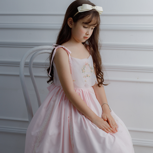 Nouvelle Collection Été Automne 2024 Broderie Perles Sans Manches En Gros Robe Rose Pour Bébé Fille Enfant Mode-Auria - Product Image 1