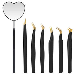 Juego de pinzas de alta calidad para extensión de pestañas, juego de pinzas de acero inoxidable - Product Image 1