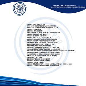 Juego de instrumentos de cirugía de mano y tendón BOITE de acero inoxidable alemán para CHIRURGIE DE LA MAIN ET TENDONS CE ISO13485 aprobado - Product Image 2