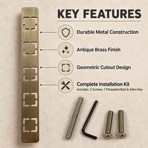 SHUBHAM Tirador de Puerta de Metal de 12 Pulgadas con Acabado de Latón Antiguo y Diseño Geométrico Recortado, Tirador Decorativo para Muebles - Product Image 4