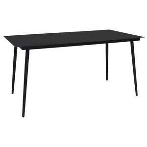 Juego de Comedor de Cuerda de Algodón Negra con Acero con Recubrimiento en Polvo y Vidrio Templado, Muebles de Patio - Product Image 2