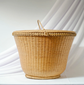 Wholesale Priced Handcrafted Eco-Friendly Luxury <b>Bamboo</b> Storage <b>Basket</b> Natural Woven Handle Hanging Function for Hotel Use Home - Product Image 2