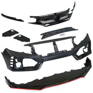 Couvercle de pare-chocs avant PP <span class=keywords><strong>Type</strong></span> <span class=keywords><strong>R</strong></span> Style avec calandre noire brillante et lèvre avant avec ligne rouge pour <span class=keywords><strong>Honda</strong></span> Civic 2016-2021 - Product Image 3