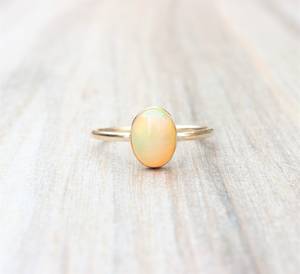 Ethiopian Opal Ring 925 Sterling Silver 14k Gold Plated Oval <b>Stacking</b> Ring Minimalist Women Jewelry Wholesale Supplier - Product Image 6