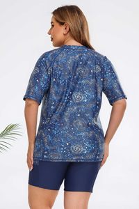 เสื้อแรชการ์ดแขนสั้นสำหรับผู้หญิง ป้องกันแสงแดด ชุดว่ายน้ำสำหรับฤดูร้อน ชุดออกกำลังกายชายหาด - Product Image 3