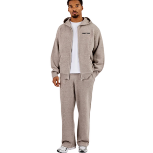 Men's Two Piece Hooded Tracksuit Full <b>Zip</b> Sweatshirt <b>Side</b> Pockets Elastic Waist Straight Leg <b>Trousers</b> Loose Casual Lounge Outfit - Product Image 1
