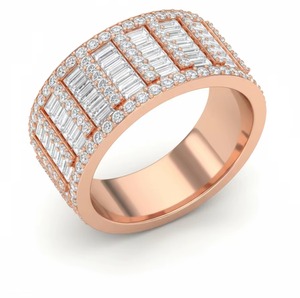 <b>Mens</b> Luxury 14K White Gold Hip Hop Diamond <b>Ring</b> Baguette Iced Out Band Premium Statement Jewelry <b>for</b> <b>Men</b> Party Wear - Product Image 2