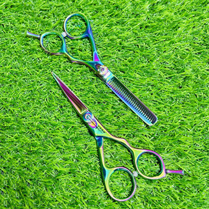 Multi Coated Premium 440C <b>Barber</b> Scissors <b>Set</b> with Antler Teeth Design Ultra Sharp Hair Cutting and Thinning Shears - Product Image 3