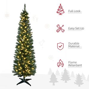 Albero di Natale Artificiale Noble Fir Sottile Pre-Illuminato da 1,5 m con 110 Luci LED Bianco Caldo e 294 Punte Realistiche - Product Image 4