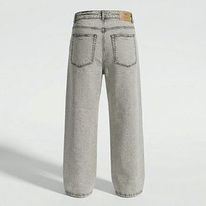 <b>Mens</b> Casual Denim Pant 100% Cotton Wide Leg Mid Waist Summer Dark <b>Stretch</b> Durable Comfort & Private Label Available - Product Image 2