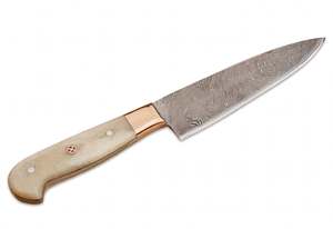 Cuchillo de Chef Artesanal de Acero de Damasco con Mango de Hueso y Empuñadura de Cobre, Herramienta Culinaria de Cocina - Product Image 5