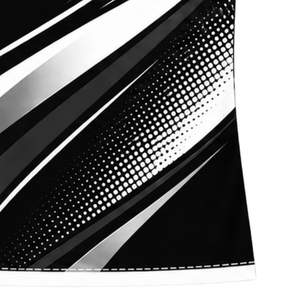 Camiseta Deportiva de Compresión Personalizada en Blanco y Negro, Manga Corta, Cuello Redondo, Diseño de Ondas, para Entrenamiento Deportivo - Product Image 6