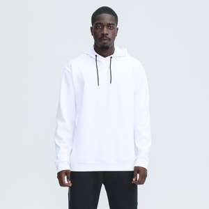 Sudadera con Capucha Blanca para Hombre, Corte Regular, Color Sólido, con Bolsillo, Manga Larga, Algodón French Terry, para Otoño 2027 - Product Image 1