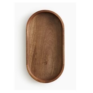Plateau de service rectangulaire en bois d'acacia festonné de qualité supérieure, plateau décoratif en bois avec bords ondulés, plateau de service écologique - Product Image 4