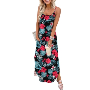 Vestido Largo Informal de Verano para Mujer, Vestido de Playa Hawaiano con Tirantes Finos - Product Image 1