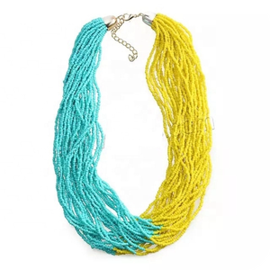 Collar de cuentas de resina de vidrio multicolor hecho a mano de la mejor calidad, estilo vintage, cadena de eslabones, bordado colorido para niñas - Product Image 4