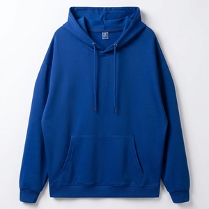 Sweat-shirt à capuche surdimensionné pour homme, bleu uni, en molleton de coton, pull décontracté avec poche avant, coupe classique, pour l'automne - Product Image 1