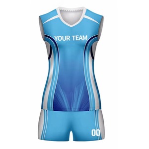Custom Sublimated Breathable Printed <b>Volleyball</b> Uniform <b>Set</b> Unisex Short Sleeve Scoop Neck Moisture Wicking Fitted Jersey - Product Image 1