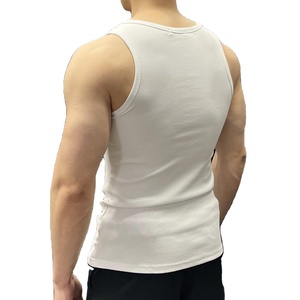 Débardeurs de sport pour hommes de haute qualité, col en V, séchage rapide, respirants, décontractés, côtelés, 100% coton tricoté, couleur unie personnalisable - Product Image 5
