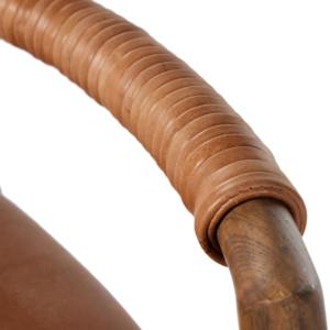 Silla de bar de diseño antiguo en madera de teca combinada con cuero genuino para un cojín cómodo - Janice - Product Image 6