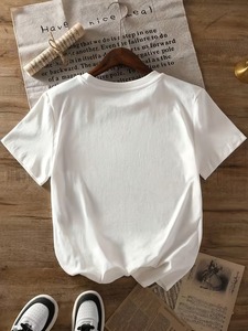 T-shirt d'été décontracté unisexe à col rond et manches courtes, tricoté sur mesure, imprimé graphique vintage, éco-responsable, avec logo personnalisé - Product Image 5