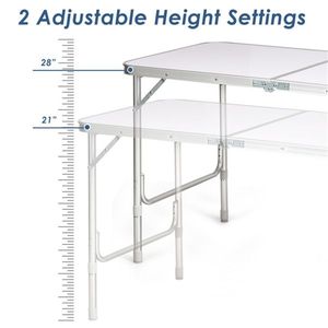 Tavolo da Campeggio Regolabile in Altezza, Portatile e Pieghevole, Quadrato in Metallo con Design Moderno per Parchi - Product Image 2