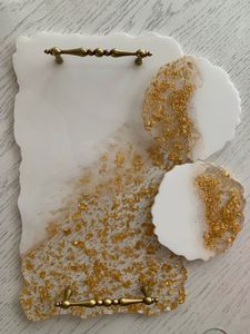 Epoxy Resin Waterproof <b>Hand</b>-painted Rectangular Tray for Wedding & Holiday Decor - Product Image 3