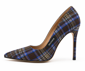 Chaussures à talons hauts élégantes pour femmes, style écossais, en tartan, pour mariage, fournisseur en gros personnalisé - Product Image 1