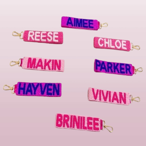 Best-Selling Fashion for White and Pink Colors Combination <b>Names</b> Letters Keychains Theme High Demand Boutique Gift Custom Logo - Product Image 3