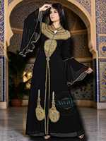 Robe de mariée AWAIS HOUSE en Georgette, col en V, taille Empire, longueur ras du sol, ornée de cristaux, de sequins et de perles, manches longues, coupe simple en A