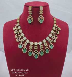 18K Gold Plated Emerald Green Teardrop Gemstone Cubic Zirconia Choker Necklace and Earrings <b>Set</b> for Women Wedding Zinc Alloy - Product Image 1