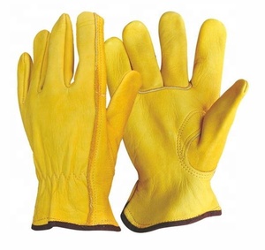 Guantes de seguridad de cuero amarillo, resistentes al desgaste, para actividades al aire libre, unisex, de puesta fácil. - Product Image 4