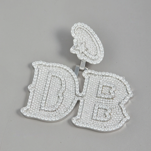 Silver Plated <b>DAD</b> Letter Pendant With Crystal Rhinestones Themed Charm For Unisex Hiphop <b>Jewelry</b> Gift - Product Image 2