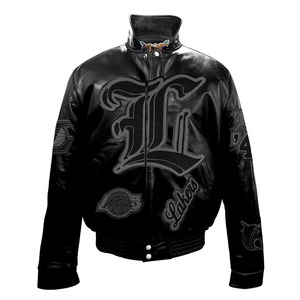 เสื้อแจ็คเก็ตหนังแท้ Los Angeles Lakers รุ่น Puffer สีดำ - Product Image 1