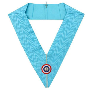 Collier d'officier maçonnique bleu clair avec badge circulaire brodé, appliqué en tissu à coudre, style classique, accessoire vestimentaire - Product Image 1