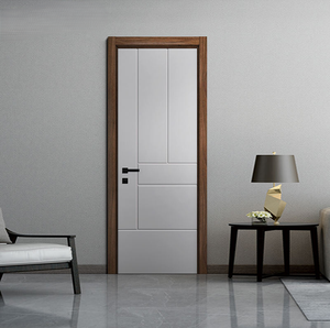 Porte intérieure moderne en bois massif pré-suspendue en composite WPC, isolation phonique, garantie de 3 ans, utilisation en appartement, chambre à coucher, villa, hôtel - Product Image 2