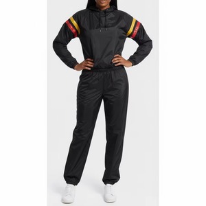 Ensemble de jogging pour femmes, noir, à capuche, en polyester, séchage rapide, toutes saisons - Product Image 3