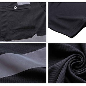 Suministro directo de fábrica Camisetas de trabajo unisex de alta visibilidad con franja reflectante de transferencia térmica y bolsillo en el pecho - Product Image 4